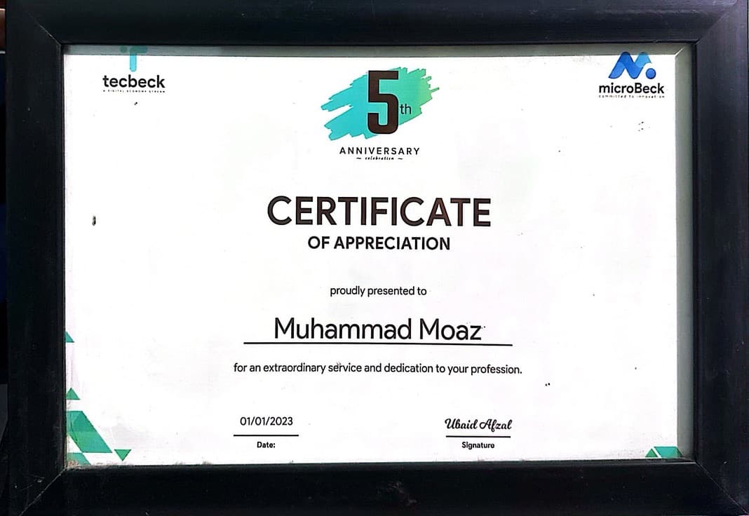Certificate of Appreciation